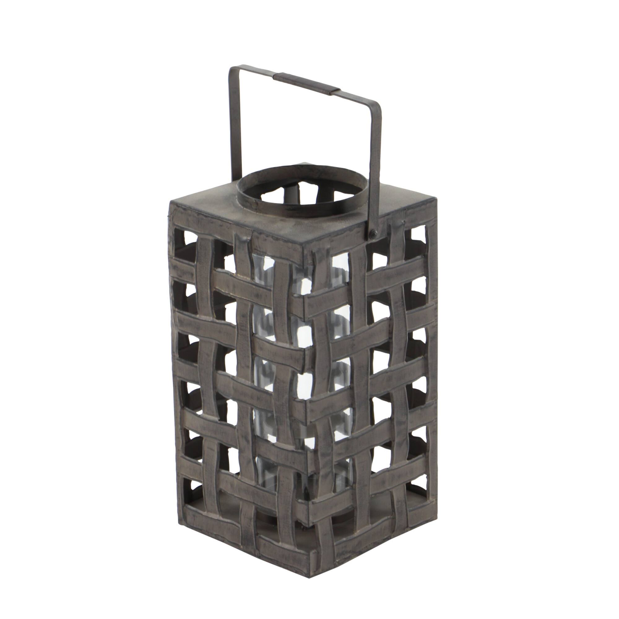 20" Black Iron Industrial Candle Holder Lantern